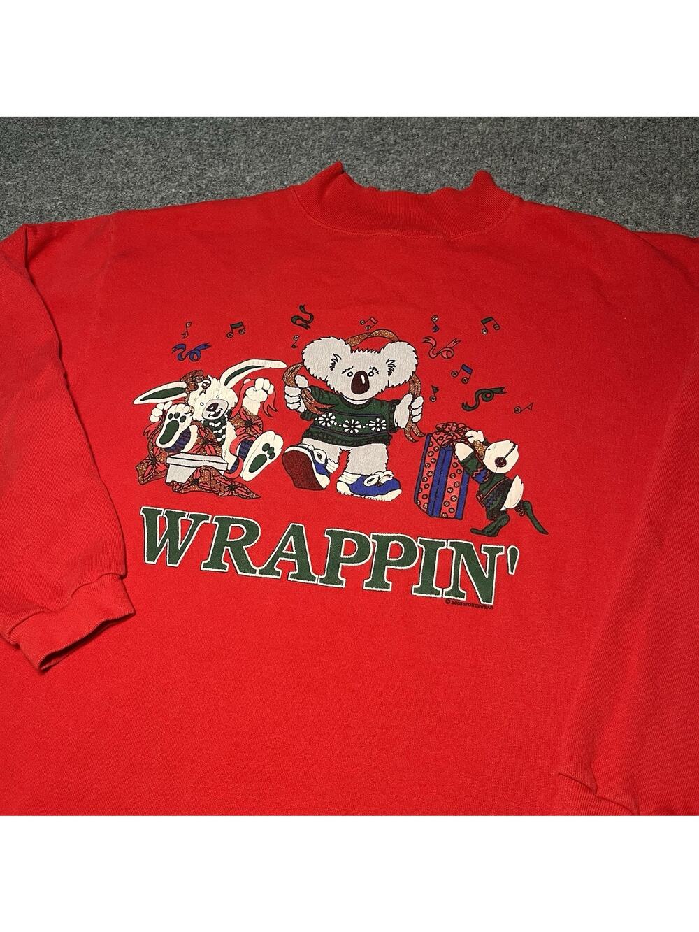 Vintage Ross International Sweater Womens OS Red Christmas Rap USA 90s